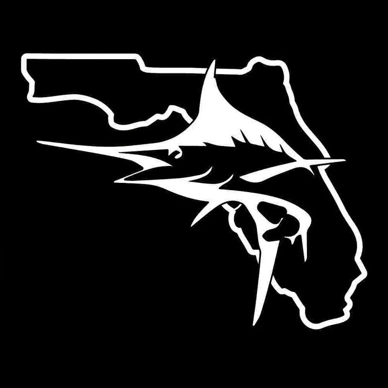 15.9*12.7CM Florida Marlin Offshore Fish Car Sticker Fashion Motorcycle Decorative Decals Black/Sliver C6-1264 | Автомобили и