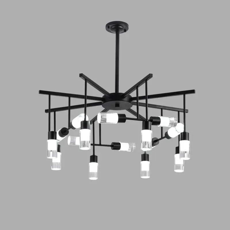 16 lights D73 H55cm Скандинавская лампа, светодиодная люстра, светильник ing Lustre, дизайн для гостиной, светильник, Светильники для спальни, кухни, домашнее украшение, черный металл - Цвет абажура: 16 lights D73 H55cm