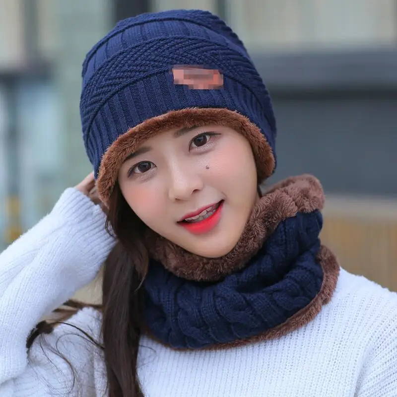 Scarf hat BINGYUANHAOXUAN,, мужские теплые шапки, шапка, шарф, зимняя шерстяная шапка, трикотажные мужские шапки, дамские вязаные шапки-бини, женские шапки, милитари - Цвет: Scarf hat