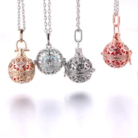 rhinestone aroma diffuser necklace vintage magnet lockets pendant perfume essential oil aromatherapy necklace with felt balls