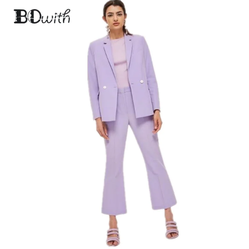 Custom Made Light Purple Women Pantsuits Work Pant Suits OL 2  Piece Sets Women Blazer(Jacket+Pant Suit)For Women Set Party