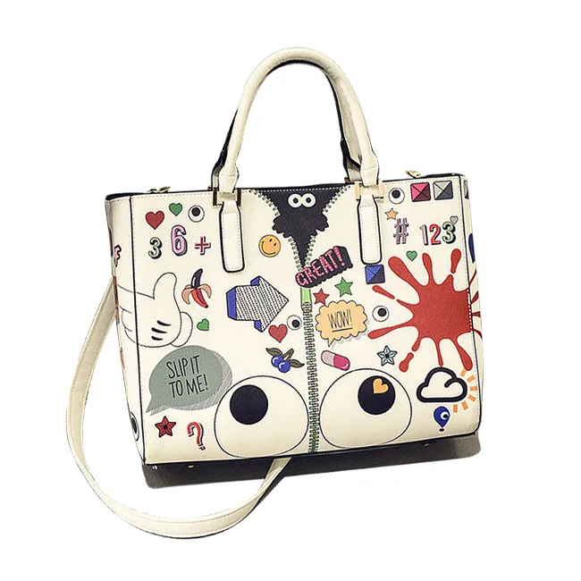 2 Компл. Сумки Женщины Марка Crossbody Сумка Мультфильм Печати Твердое Плечо Мешок