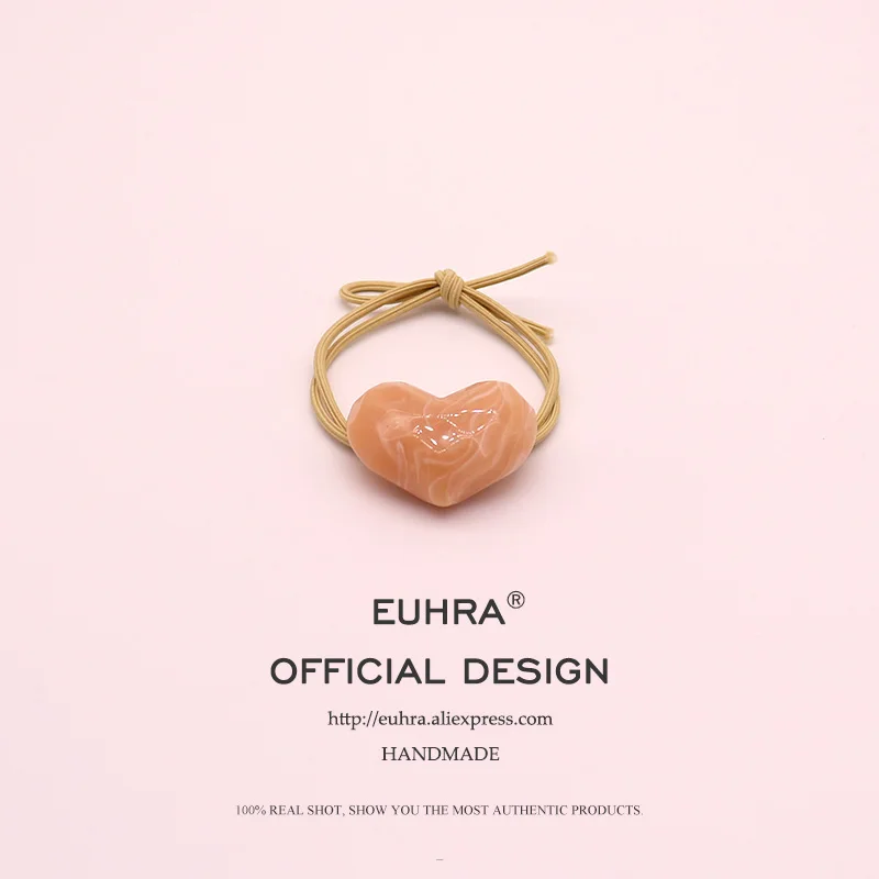 EUHRA, 5 цветов, милая форма, сердце, любовь, текстурированная резинка, резина, для женщин, эластичные резинки для волос, Детские резинки, высокая эластичность