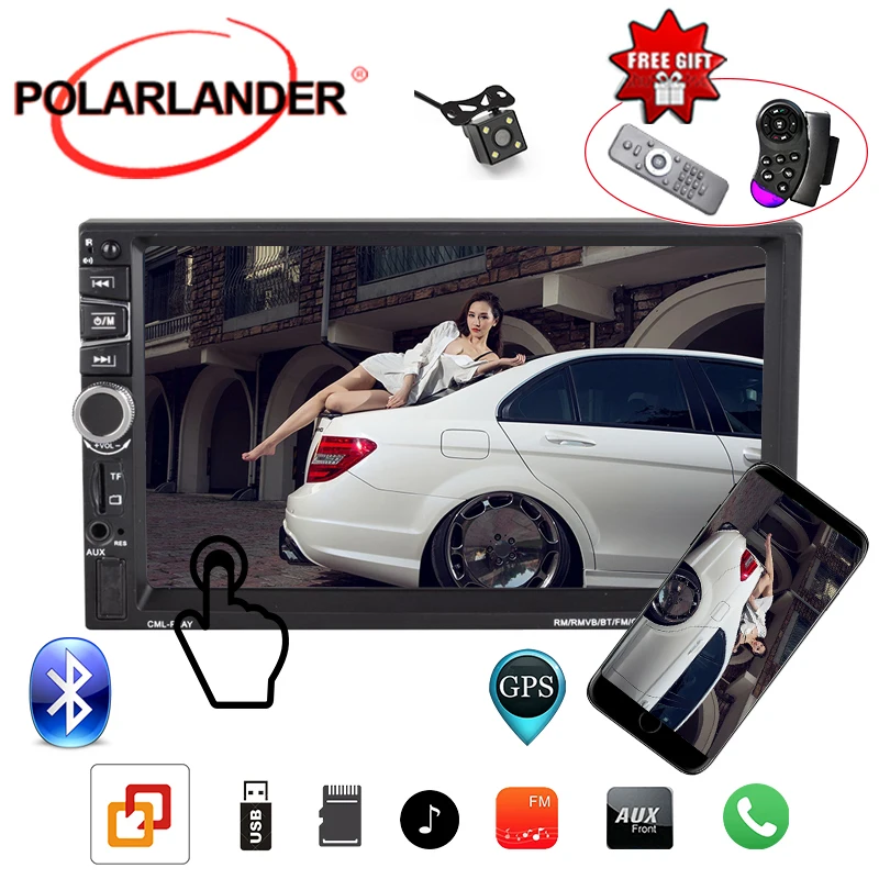 Автомагнитола 2 Din с GPS Навигатором MP5 плеер камерой заднего вида Bluetooth HD аудио Mirror