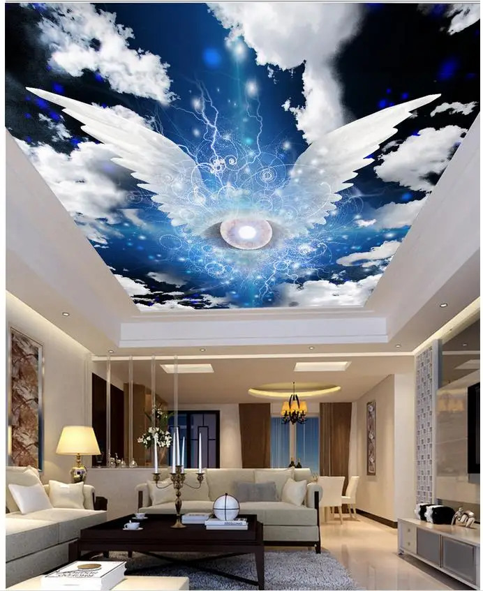 Фотообои с изображением звезд крыльев Ангела облаков потолка 3d обои для гостиной