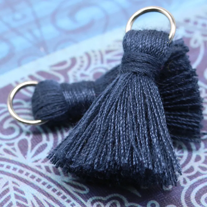 Navy blue 30 шт. 2,5 см мини стальное кольцо кисточки DIY кулон ювелирные изделия занавес одежды декоративные аксессуары ключ сумка кулон ремесло кисточки - Цвет: Navy blue