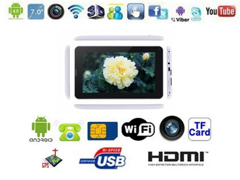 Android SIM 2G 7 &quotMTK8317 двухъядерный Встроенный телефонный звонок GPS 4 1 Две камеры WIFI