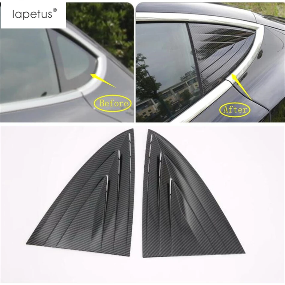 Lapetus Accessories For Tesla Model 3 2018 - 2021 ABS Rear Tail Louver Window Windshield Spoiler Triangle Wing Cover Trim | Автомобили и