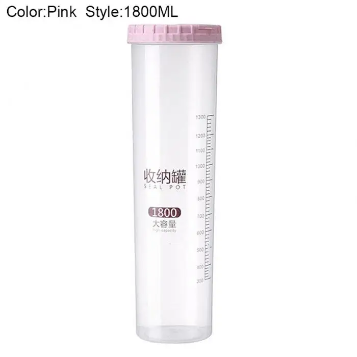 Удобный 300/500/700/1100/1800 мл platstic прозрачный Еда банка для хранения Круглый герметичный бак Крупы контейнеры Caddy XH8Z OC31