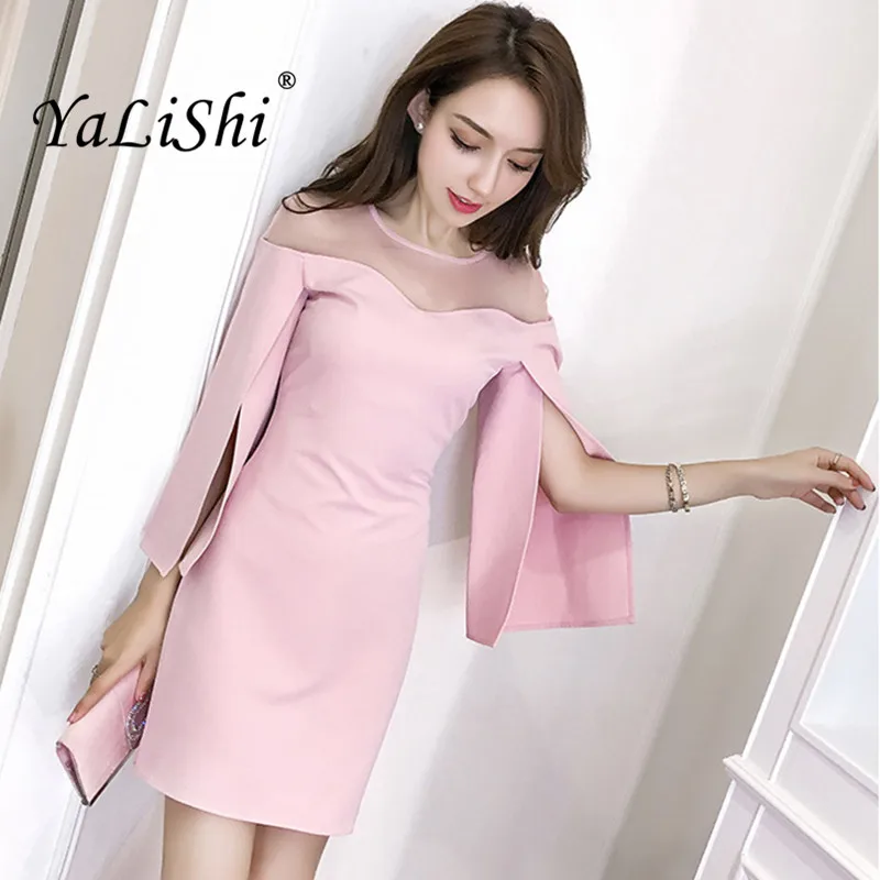 Однотонное платье-карандаш больших размеров 2018 осеннее женское черное розовое