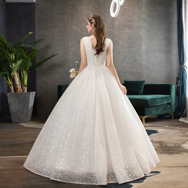 Свадебное платье Mrs Win The Bridal сексуальный v-образный вырез Классическая бисерная шнуровка роскошное бальное платье Кружева вышитые свадебные платья F