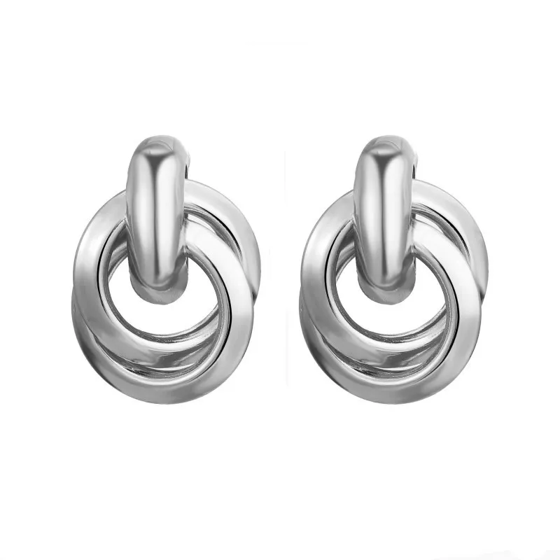 Silver 2202 Винтажные висячие серьги для женщин, геометрические серьги ZA из металла, золотые, серебряные, крученые, круглые, простые, Панк ювелирные изделия - Окраска металла: Silver 2202