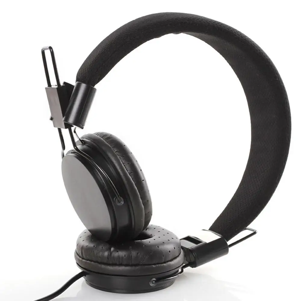 Черный Складные наушники со встроенным микрофоном для детей, детские наушники с проводным шнуром, стерео MP3 наушники из искусственной кожи для ipad планшетов - Цвет: Черный