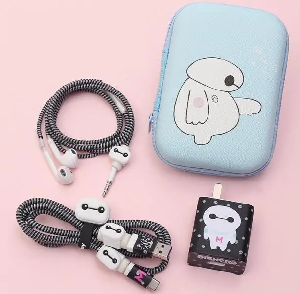 style 6 for Huawei Большой квадратный наушник сумка USB наушники протектор Набор с наклейки для зарядного устройства спиральный кабель протектор для huawei p10/p20/mate20/V20 - Цвет: style 6 for Huawei