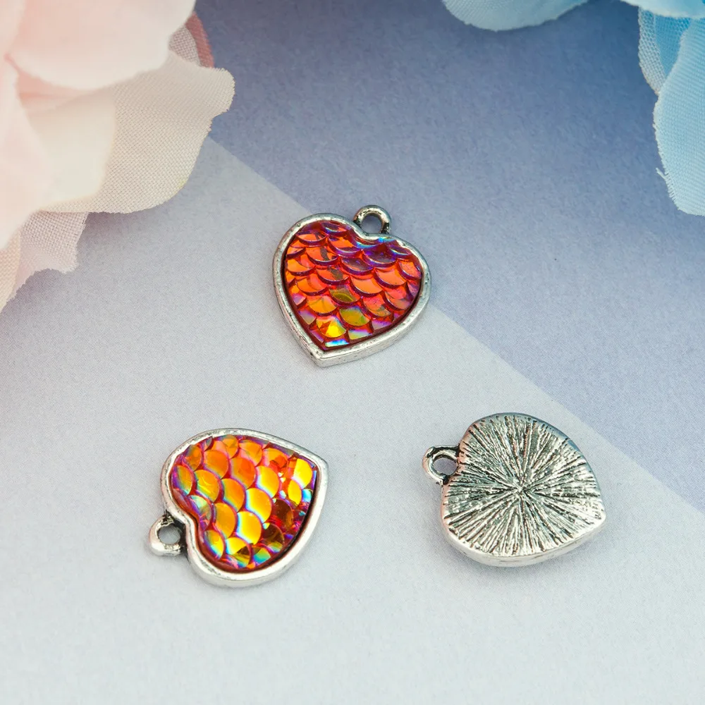 DoreenBeads Drusy Ювелирные изделия сердечко серебряного цвета Подвески многоцветные