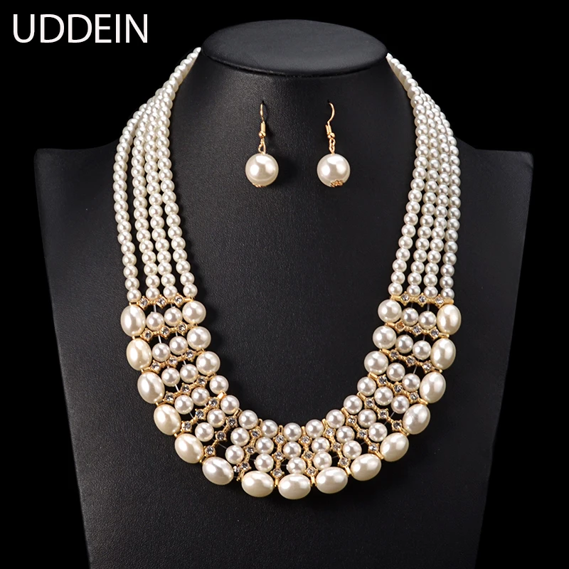 UDDEIN многослойное жемчужное ожерелье женские свадебные ювелирные наборы