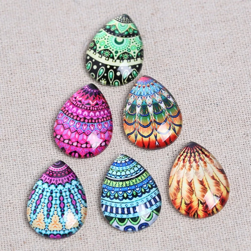 Shukaki 20 шт смешанный узор Фото Кабошон из кабошона 18x25 мм diy плоская задняя часть