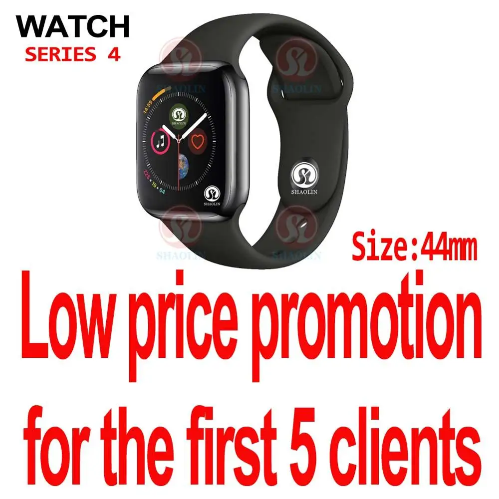 Black-Only 5 pcs 44 мм Смарт-часы серии 4 Смарт-часы чехол для apple iPhone Android смарт-телефон монитор сердечного ритма pedometor(красная кнопка - Цвет: Black-Only 5 pcs