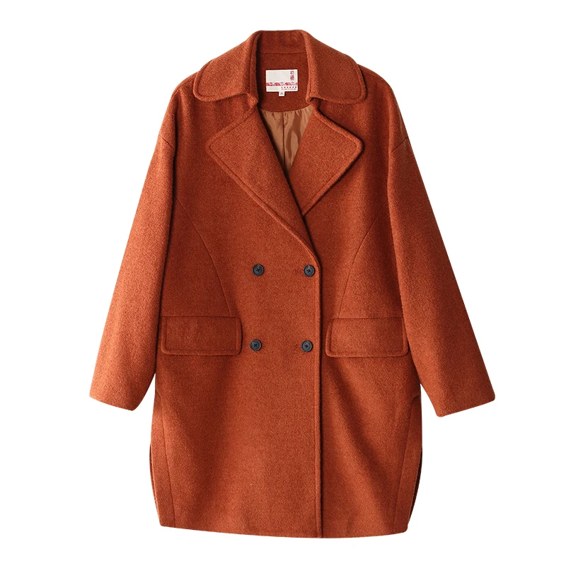 Toyouth Woollen Coat 2019 Winter Casual Solid Color Double-Breasted Jacket Female Slim Long Wool Overcoat | Женская одежда