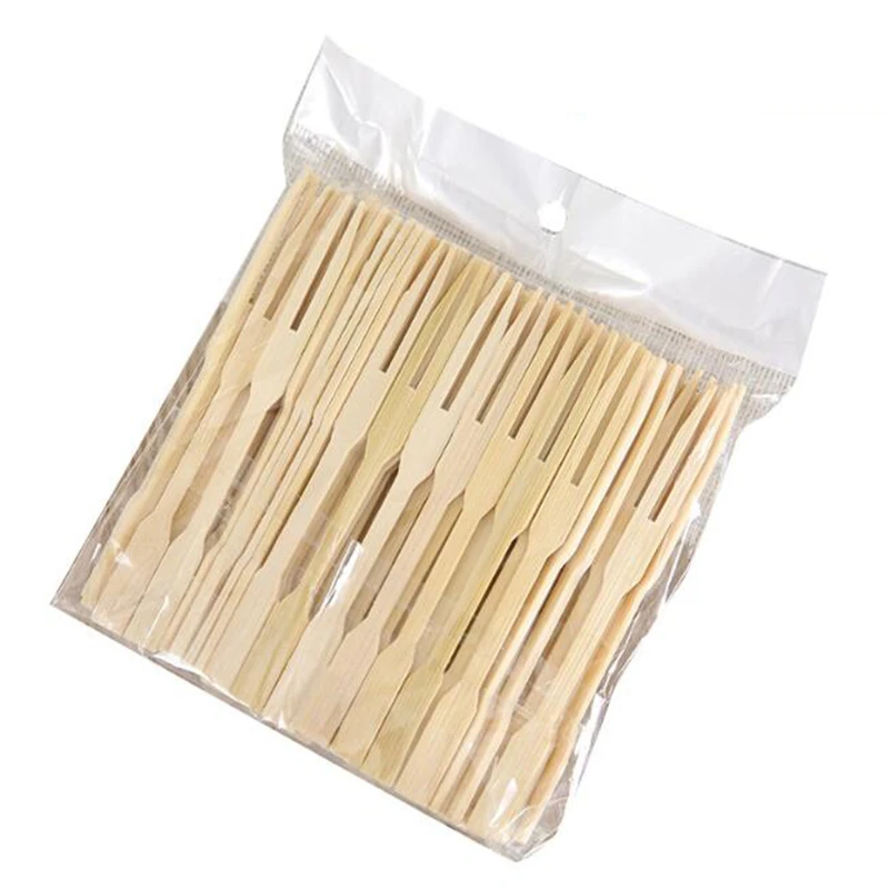 Простой 80 шт. в упаковке деревянные палочки для еды буфет фрукт кекса вилка