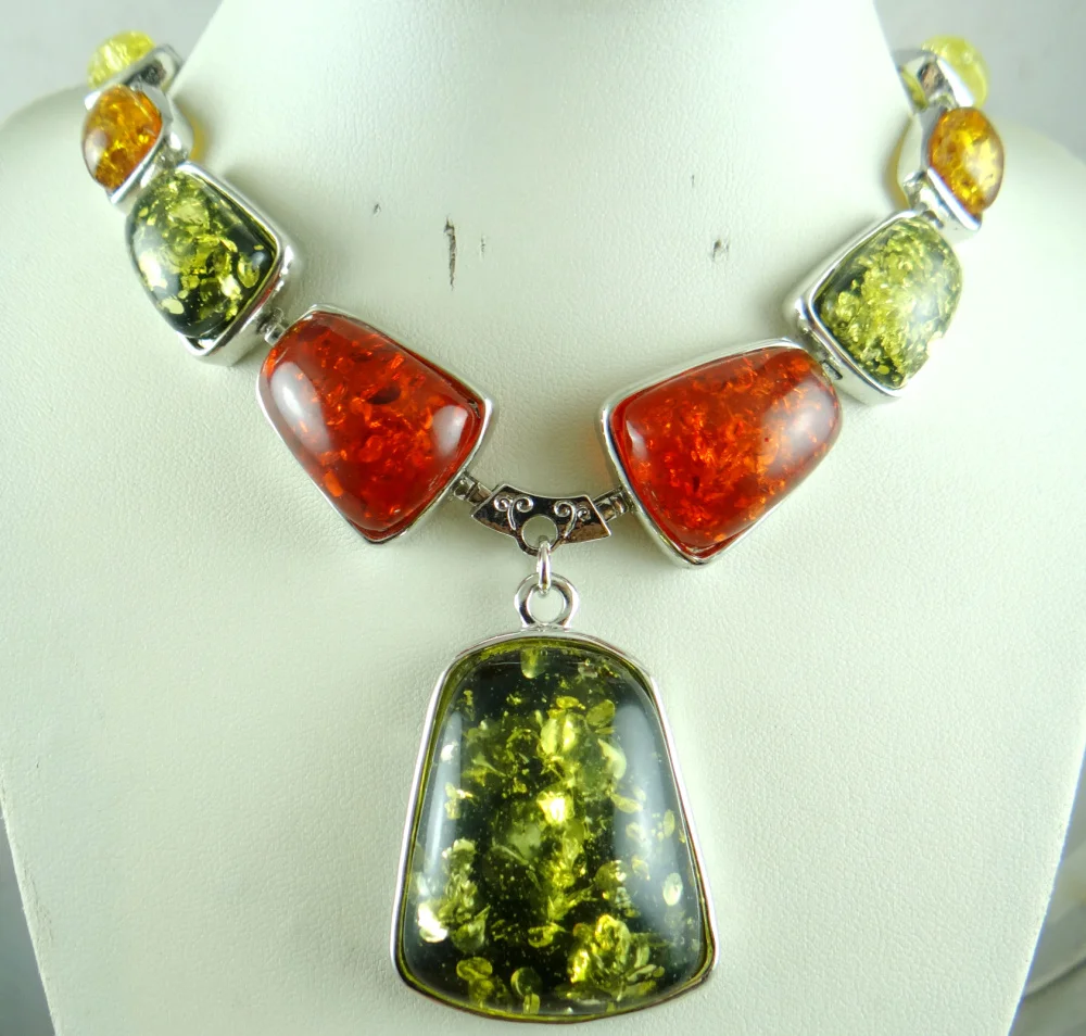 Новая мода драгоценный модернист слеза Золотой Мед прессованные Ambers кулон