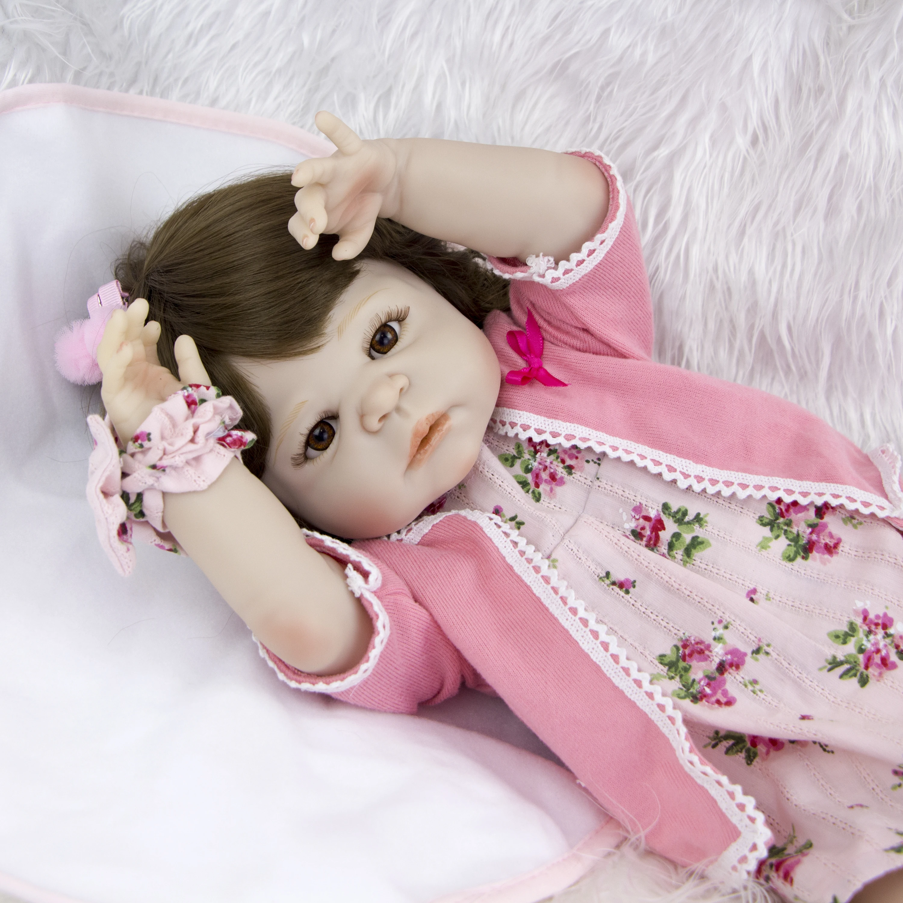 KEIUMI 23 дюйма коллекционные полностью силиконовые куклы Reborn реалистичное розовое