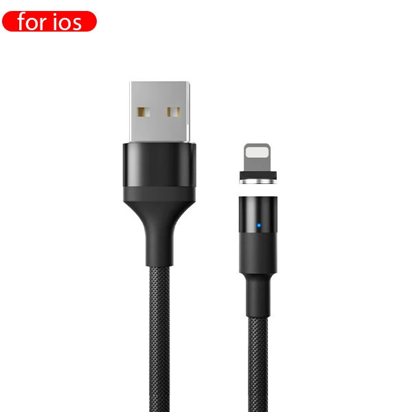 Магнитный зарядный кабель 3A Micro USB C 3 в 1 для iPhone xr xs max магнит Android Синхронизация данных Быстрая зарядка телефонный кабель Автомобильное зарядное устройство - Цвет: black for ios