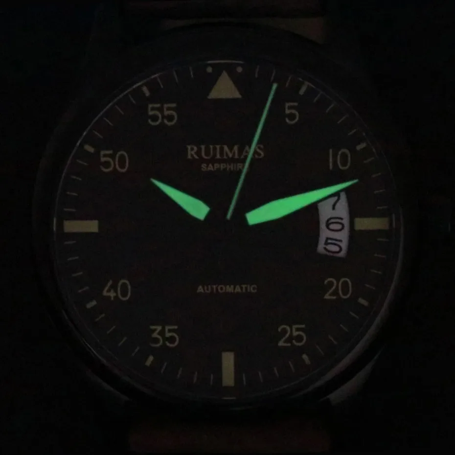 RUIMAS Movt MIYOTA 8215 мужские часы модные многофункциональные автоматические светящиеся сапфировые Механические Мужские наручные часы Reloj Hombre