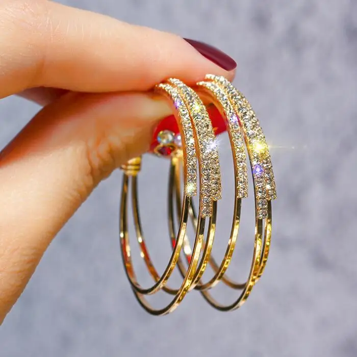Fashion Korean Style Circle Hoop Earrings for Woman Club Stage Party Gifts Earrings Fashion Jewelry Accessories CEL526 - Metal Color: Gold Color 3012