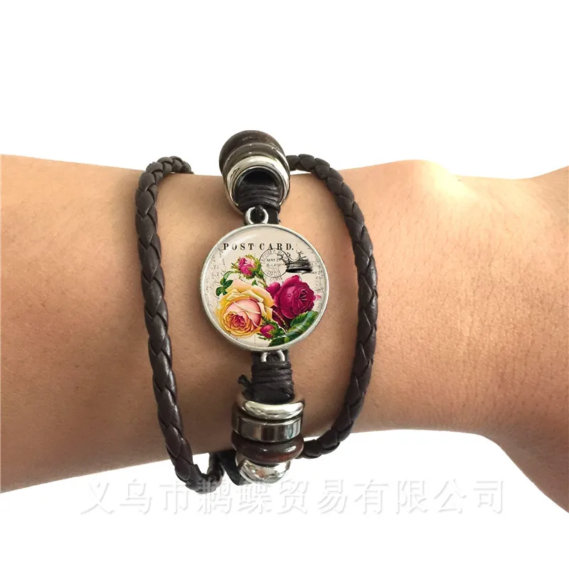 Красивый павлин браслет с перьями Мандала стеклянный кабошон буддизм