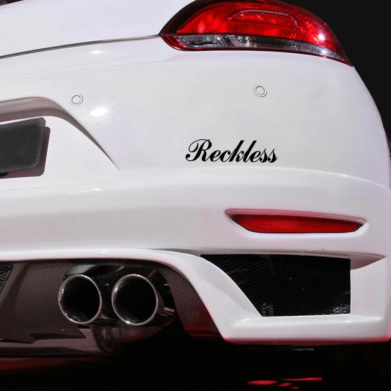 

QYPF 16.1CM*4CM Fashion Reckless Vinyl Car-styling Car Sticker Decal Black Silver Accessories C15-2819