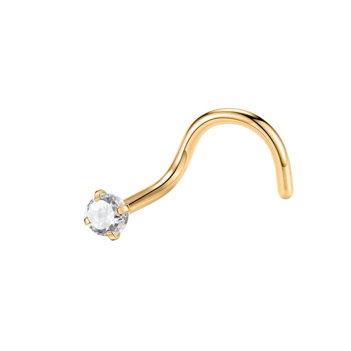 nose screw GAGABODY 20 г из нержавеющей стали золотые кольца для носа шпилька 1,5 мм 2 мм 2,5 мм 3 мм CZ Винт l-образный Носовая кость ноздри пирсинг ювелирные изделия - Окраска металла: nose screw