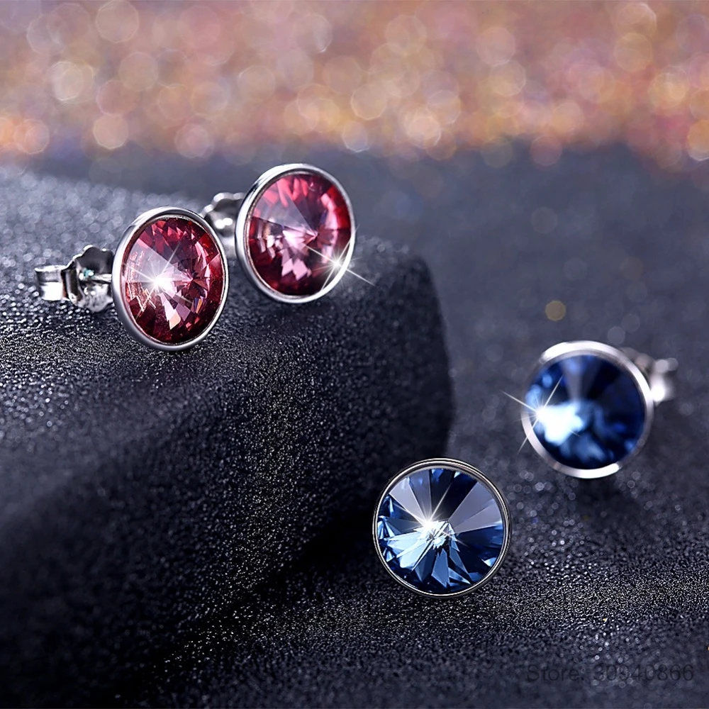 Серьги-гвоздики с кристаллами серебро 925 пробы | Украшения и аксессуары