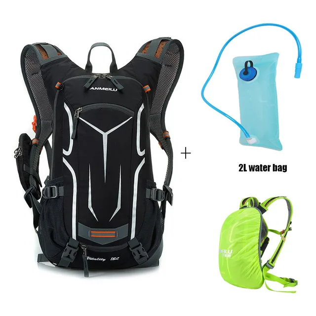 water bag and black 18L водонепроницаемый велосипедный рюкзак, сверхлегкий MTB велосипедная сумка для мужчин, открытый велосипедный гидратационный рюкзак с дождевиком, без сумки для воды - Цвет: water bag and black