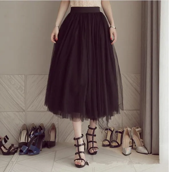 

Длинная фатиновая сетчатая юбка длиной до щиколотки, Новое поступление 2017, длинные юбки для женщин, пышные вечерние юбки