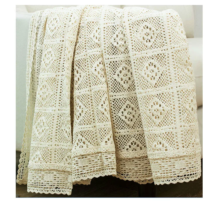 100% хлопковая вязаная кружевная скатерть потертая шикарная винтажная Вязаная