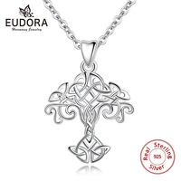 eudora new 925 sterling silver tree of life necklace pendant celtics knot charm women pendants fashion silver jewelry gift d146