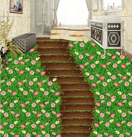 

[Self-Adhesive] 3D Flower Plant Stairs 4 Non-slip Waterproof Photo Self-Adhesive Floor Mural Sticker WallPaper Mural Print Decal