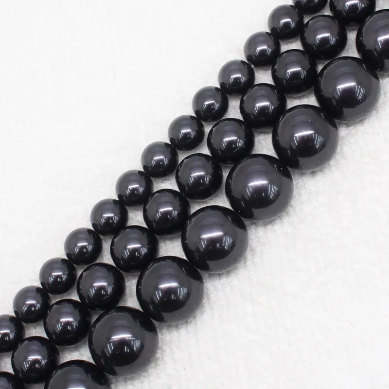 Оптовая продажа 8-14 мм красивый черный жемчужный Круглый свободный Beads15 &quot/38 см