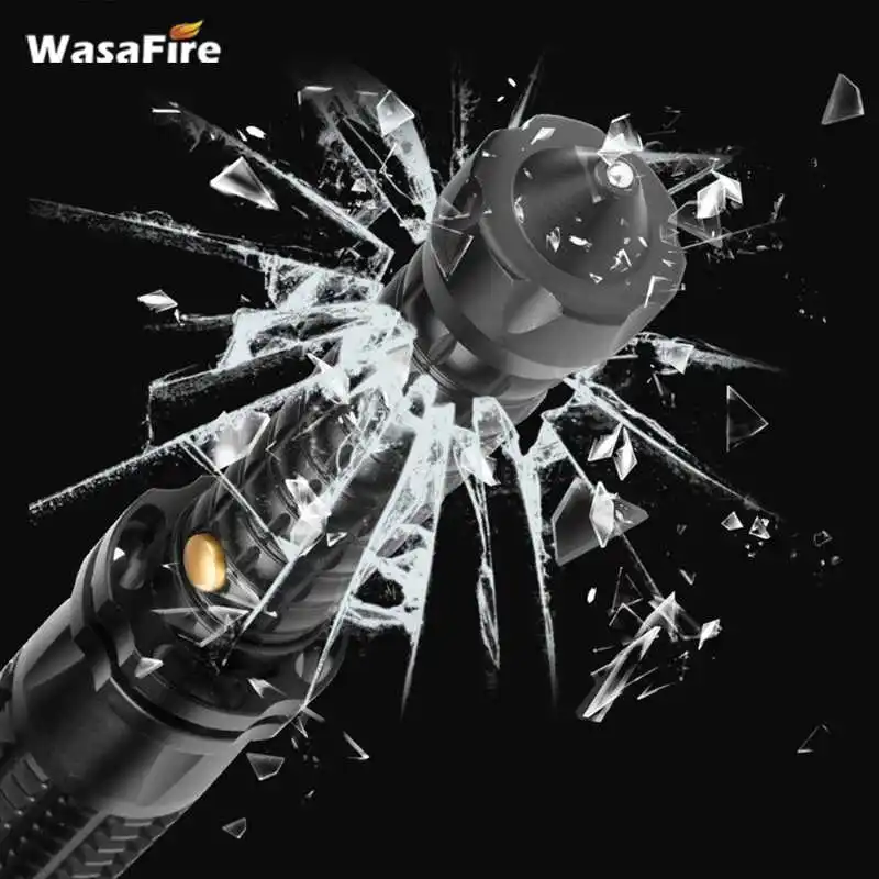 Wasafire Мощный тактический портативный фонарь телескопическая дубинка LED 18650 Лампы