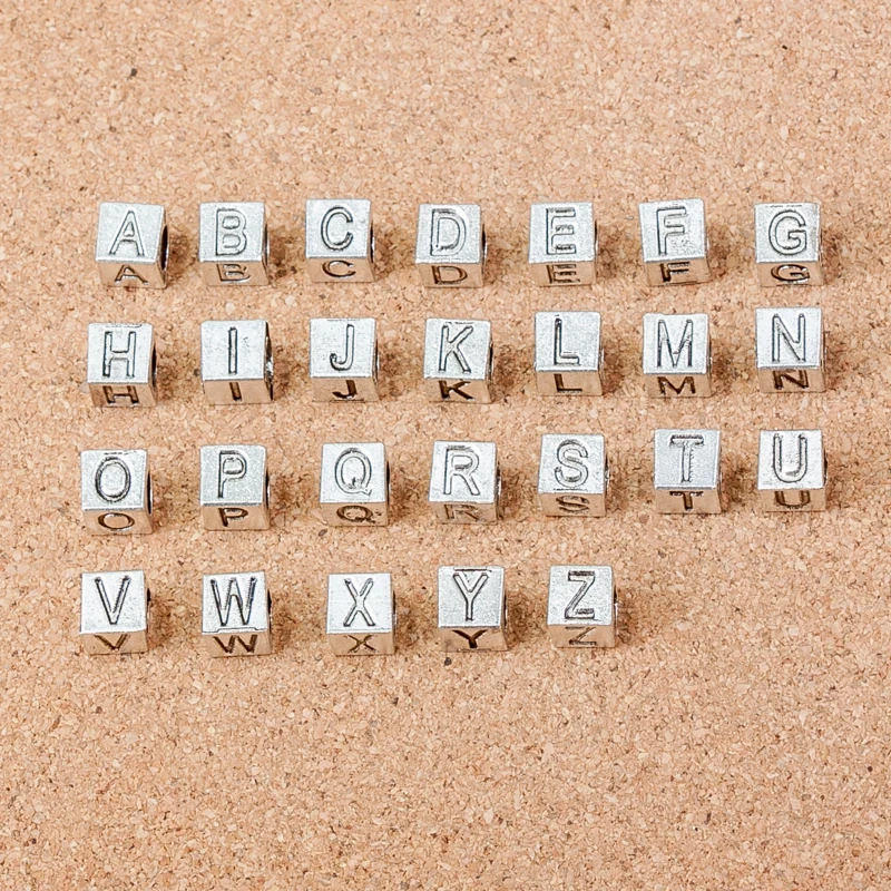 Бусины шармы сделай сам из античного серебра от A до Z 26 алфавитов/букв в