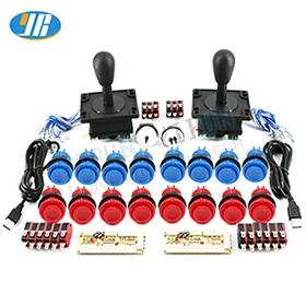 red and blue DIY аркадная игра комплект USB к нулю плата с временной задержкой USB энкодер к ПК/Raspberry pi 8 джойстик 28 мм Кнопка 2 игрока набор - Цвет: red and blue