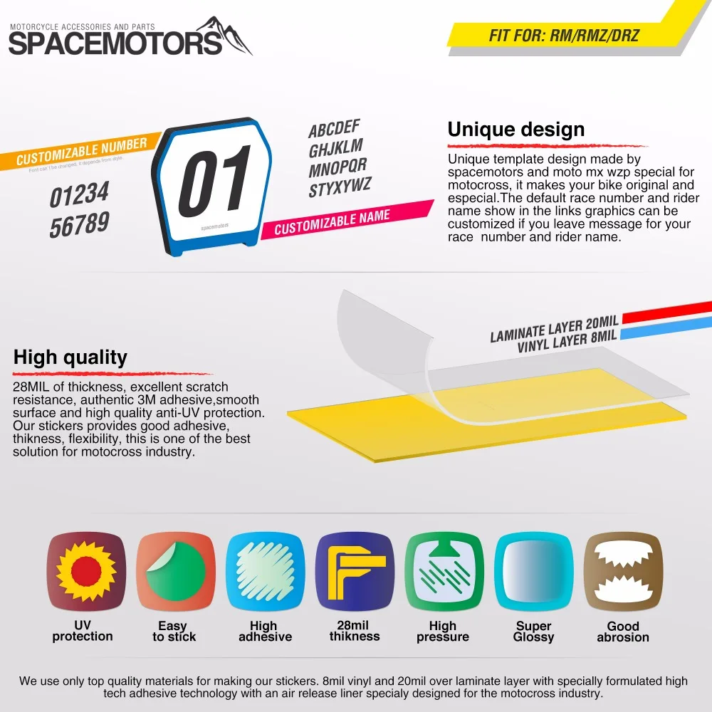 

MX Vinyl decal wrap sticker skin FOR RM RMZ Z DRZ 2004...2014 250 450 125 cc 2004-2014 year Motocross Enduro Rockstar