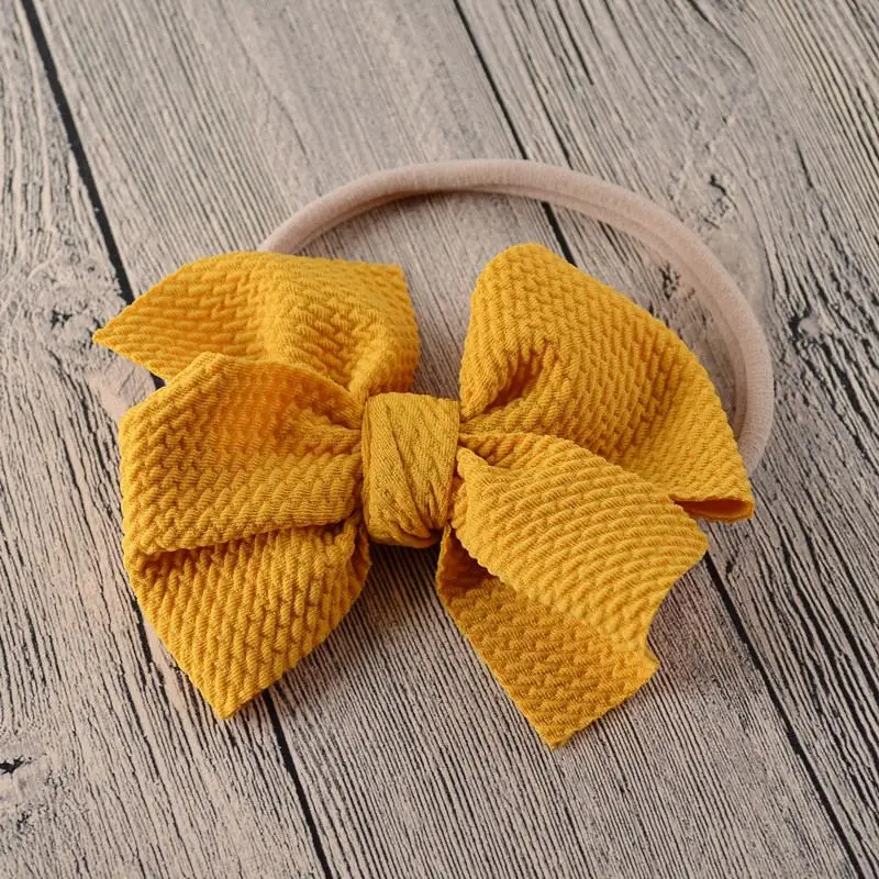 Yellow Baby Headband Bow Girl Headbands Toddler Nylon Elastic Hair Accessories Kids Head Band Infant Hairband Newborn photography Props - Цвет: Yellow