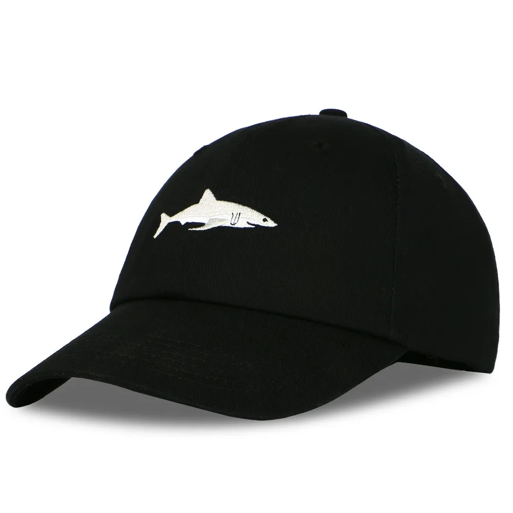 2018New 100% хлопок мыть casquette бейсболки Для мужчин головные уборы Акула вышивка папа