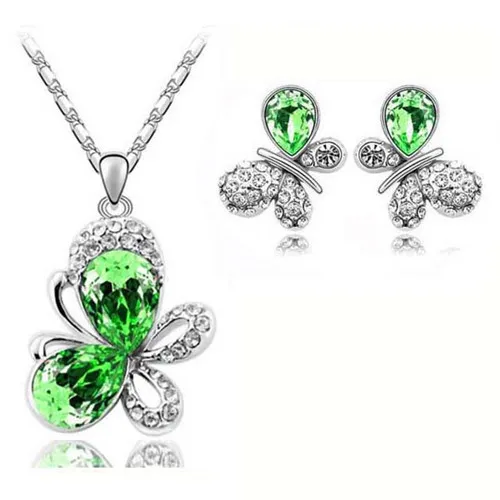 

Austrian Crystal Butterfly Pendant necklace earrings Brand fashion Jewelry sets gifts dropshipping Wholesales Top Quality