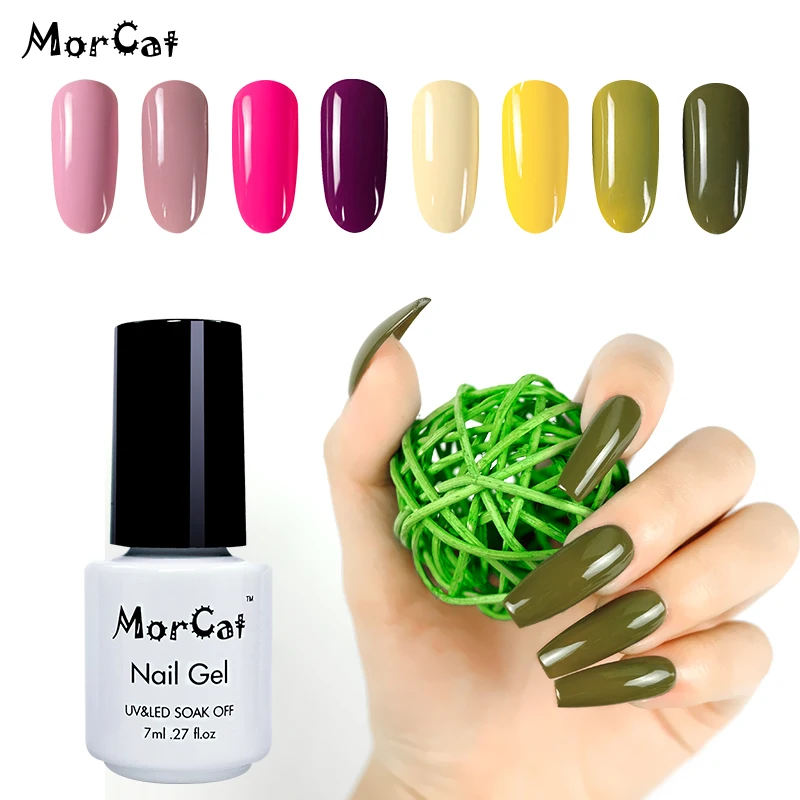MorCat Гель лак для ногтей оливковый зеленый УФ замачиваемый Bling UV дизайн Vernis