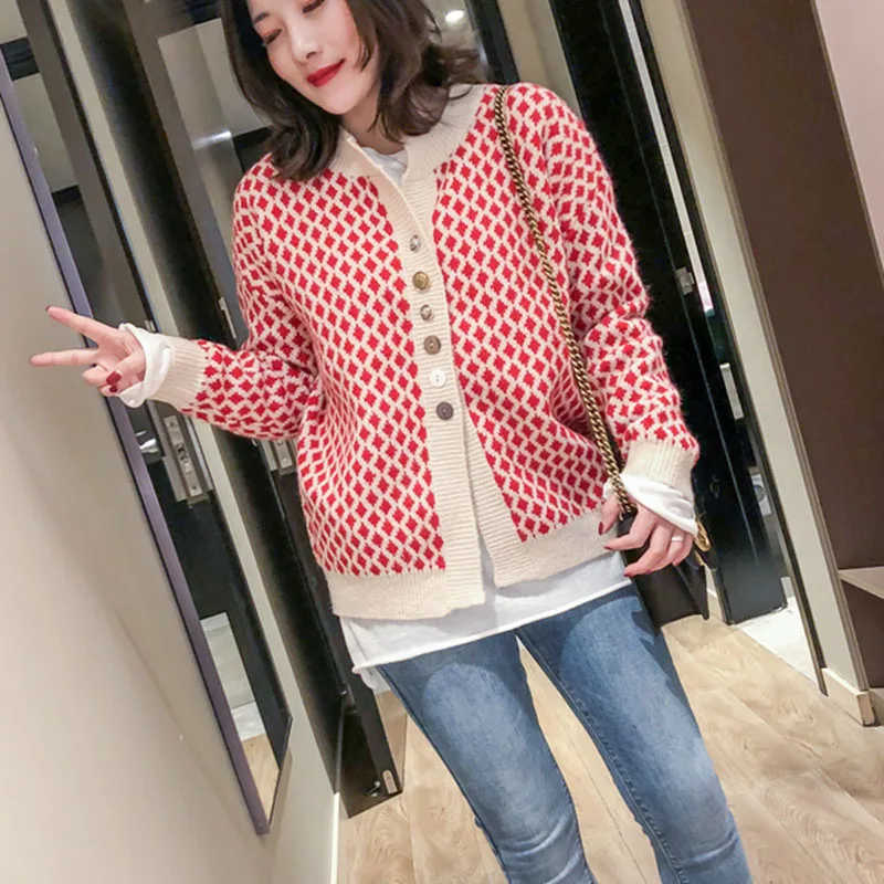 Loose Knitted Sweater Cardigan Women With Button Knit Ladies Oversize Sweaters Long Sleeve Warm 2019 Spring Knitwear Korea |