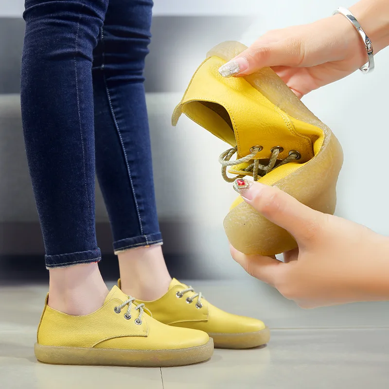Туфли SWYIVY женские из натуральной кожи лоферы Нескользящие плоская подошва бычья