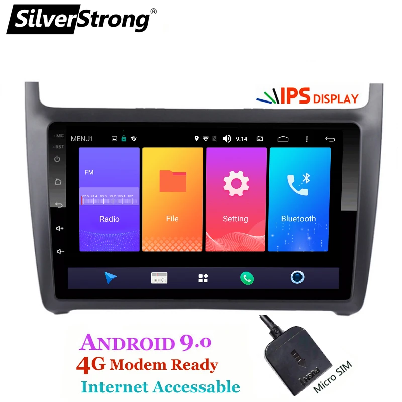 SilverStrong ips Android9.0 4G Автомобильный gps навигация для VolksWagen Polo Новый Android 9 0 2009 2010 2012 2013